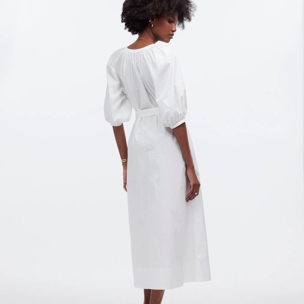 Madewell Tie-Waist Button-Front Midi Dress in Poplin - Picture 4 of 10